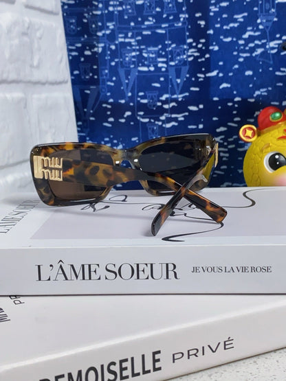 GLIMPSE SUNGLASSES 558347 IN HAVANA ACETATE GOLD EMBOSSED LOGO