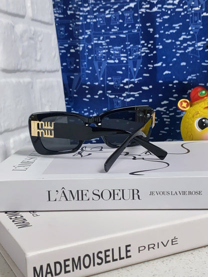GLIMPSE SUNGLASSES 558348 IN BLACK ACETATE GOLD EMBOSSED LOGO