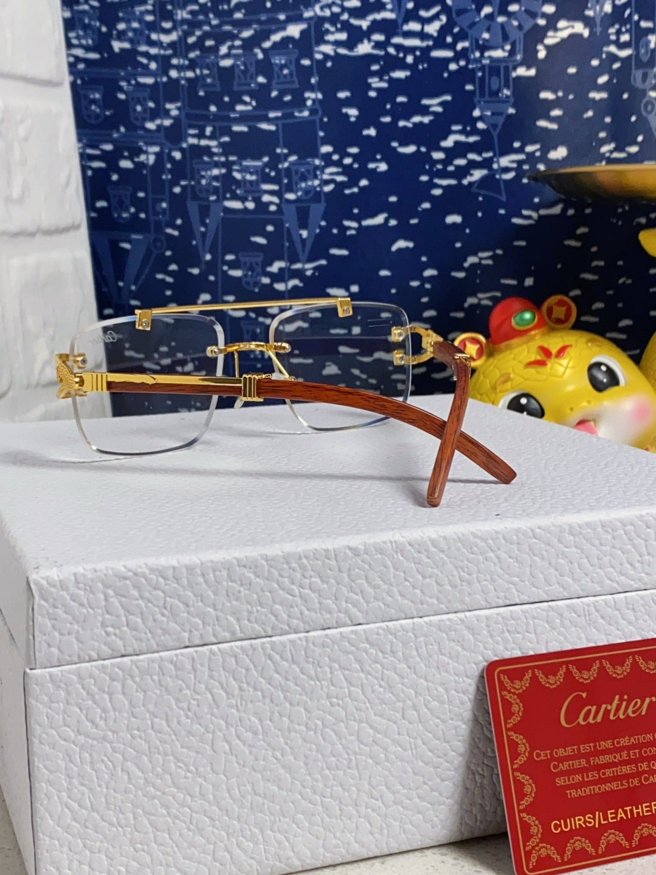 PANTHÈRE SQUARE FRAME SUNGLASSES 559671 IN METAL AND WOODEN