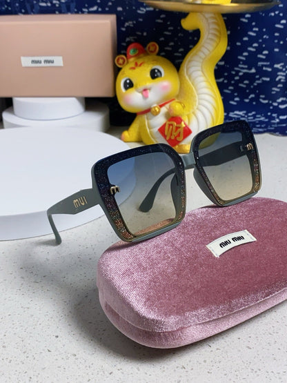 RUNWAY SQUARE SUNGLASSES 563197 IN TAN BLUE ACETATE