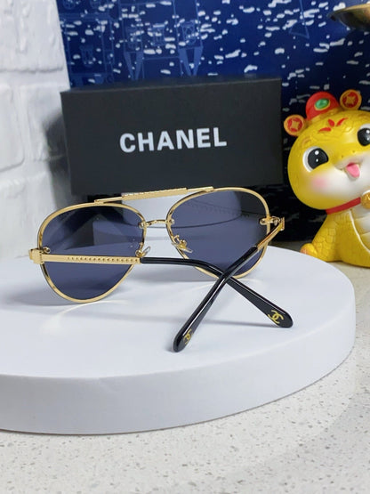 CAT EYE SUNGLASSES 641936 IN GOLD METAL BLACK LENSES