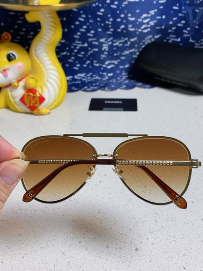 CAT EYE SUNGLASSES 641935 IN GOLD METAL BROWN SMOKE LENSES