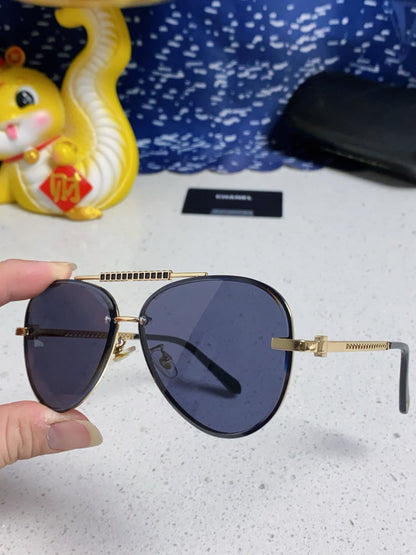 CAT EYE SUNGLASSES 641936 IN GOLD METAL BLACK LENSES