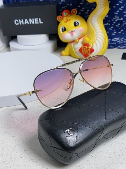 CAT EYE SUNGLASSES 641934 IN GOLD METAL PINK SMOKE LENSES