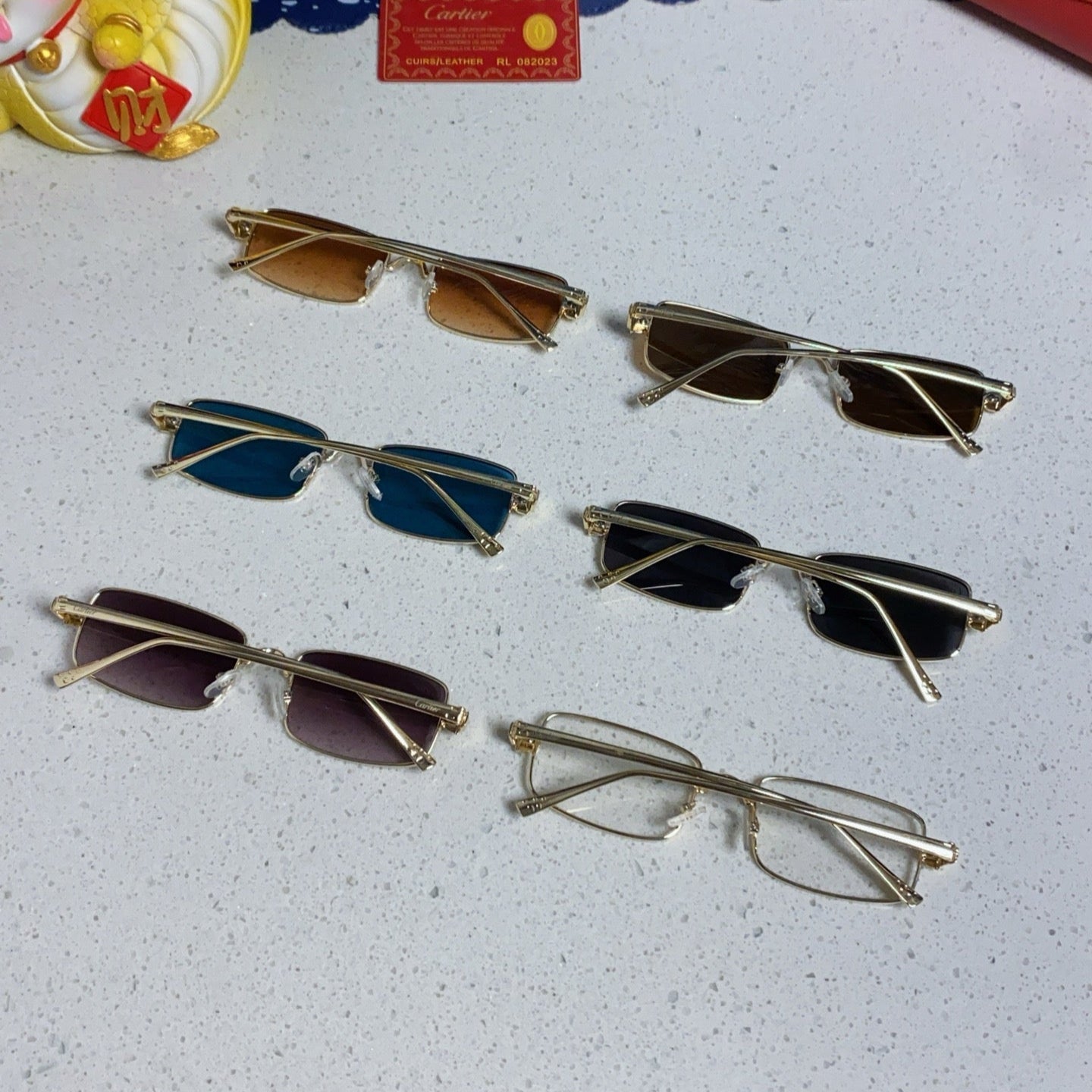 PANTHÈRE RECTANGULAR FRAME SUNGLASSES CT0473S IN METAL