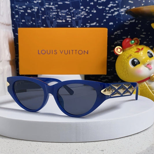 CAT EYE SUNGLASSES 576883 IN BLUE AND GOLD ACETATE