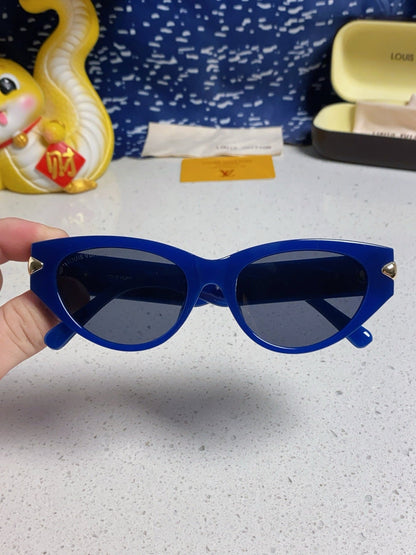 CAT EYE SUNGLASSES 576883 IN BLUE AND GOLD ACETATE