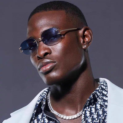 C DE RECTANGULAR RIMLESS FRAME SUNGLASSES  575769 IN METAL