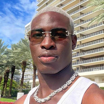 C DE RECTANGULAR RIMLESS FRAME SUNGLASSES  575769 IN METAL