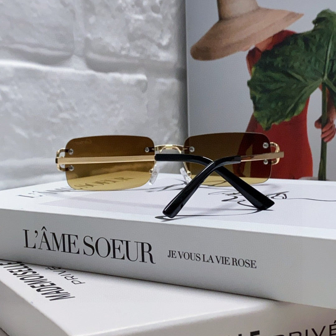 C DE RECTANGULAR RIMLESS FRAME SUNGLASSES  575769 IN METAL