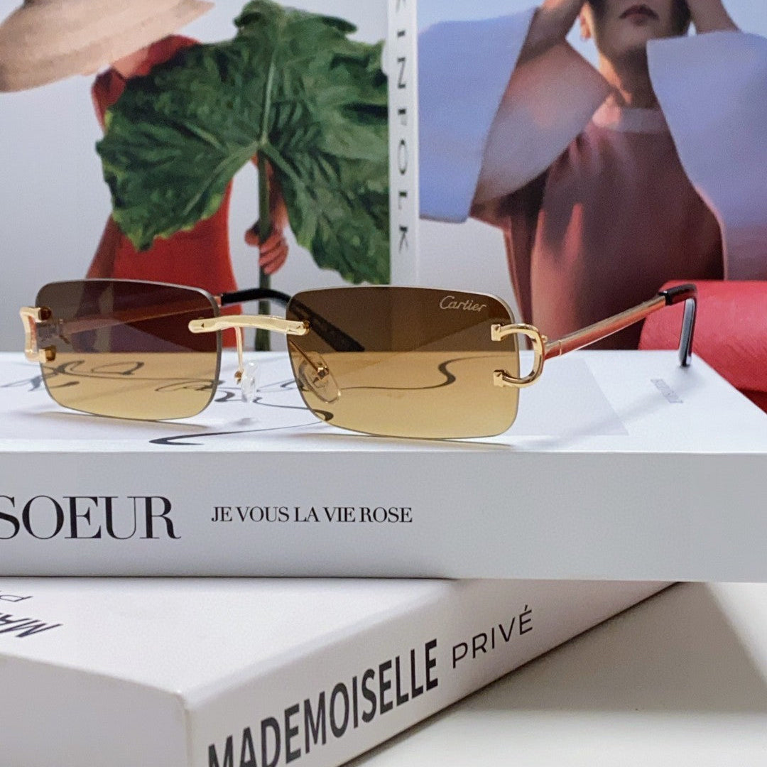 C DE RECTANGULAR RIMLESS FRAME SUNGLASSES  575769 IN METAL