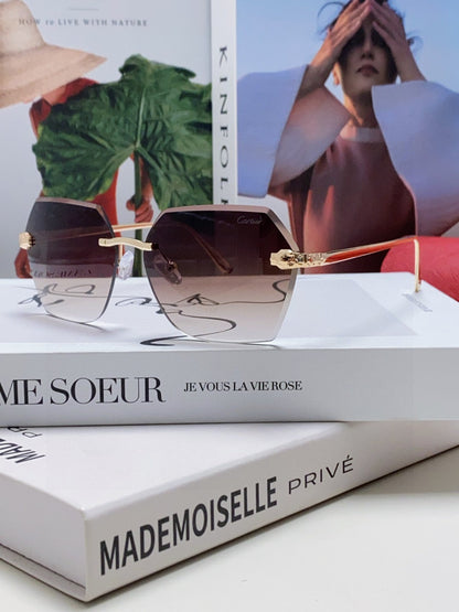 PANTHÈRE RIMLESS GEOMETRIC FRAME SUNGLASSES  539743 IN METAL