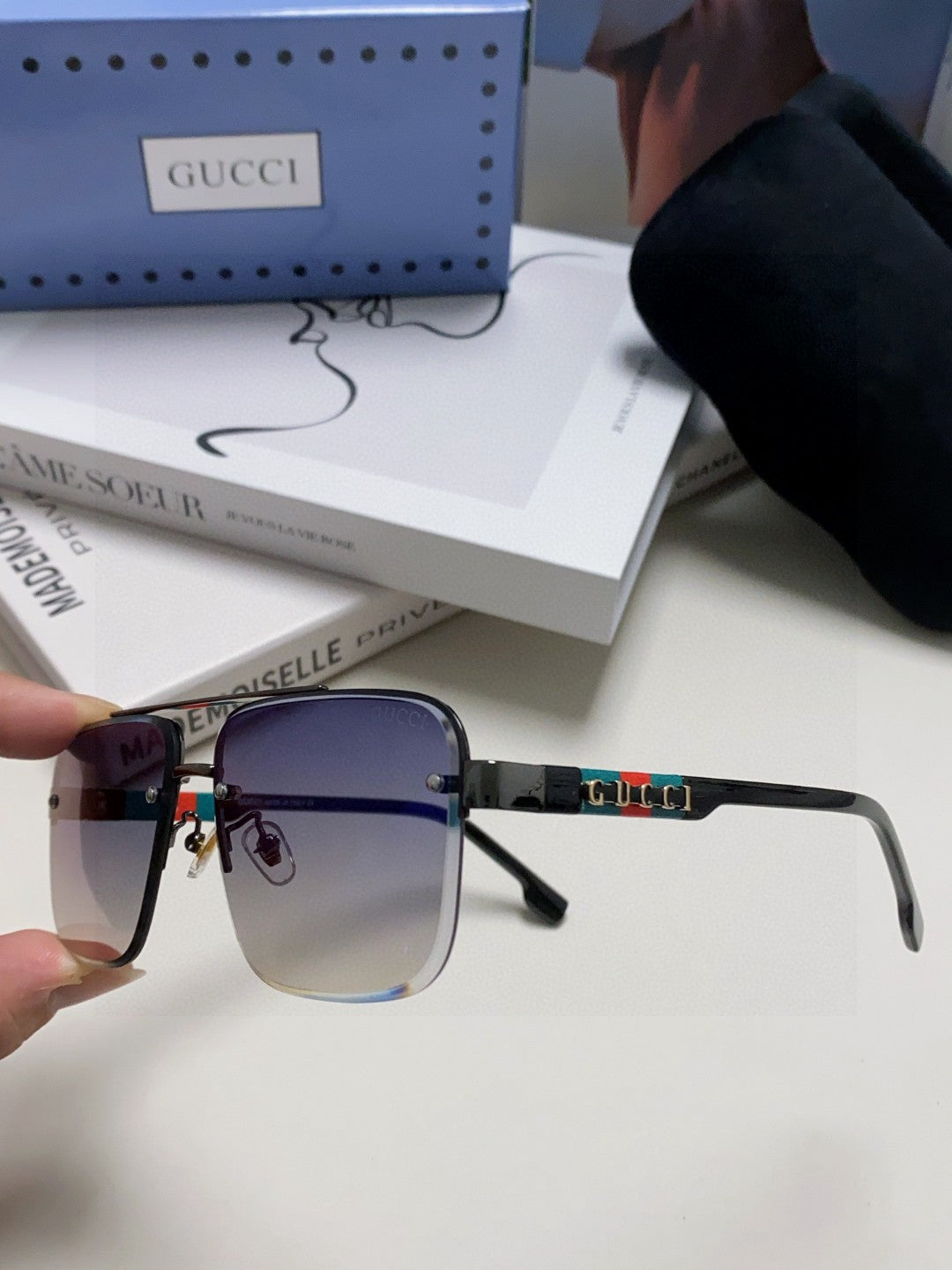 RECTANGULAR FRAME SUNGLASSES 576873 IN METAL