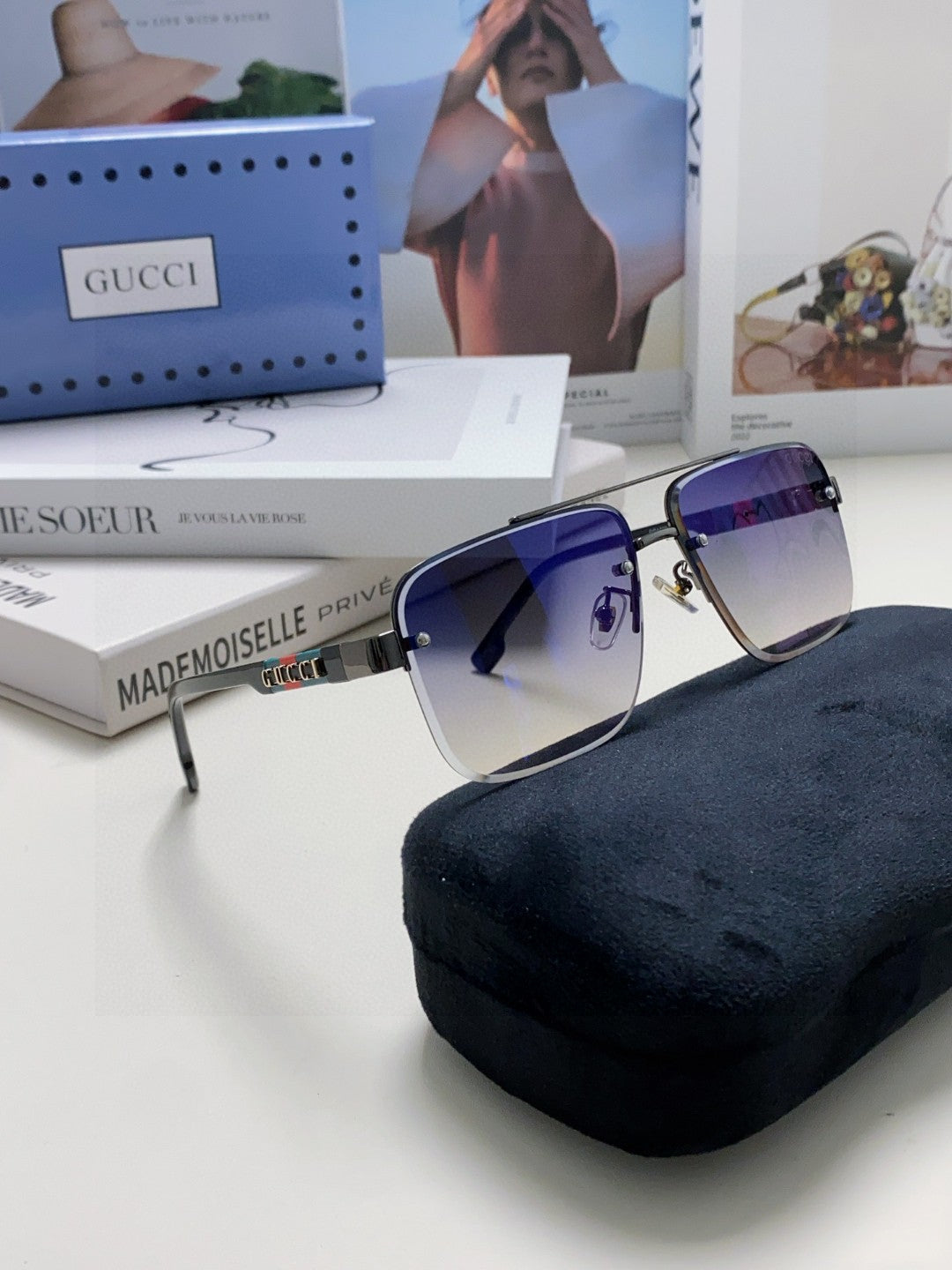 RECTANGULAR FRAME SUNGLASSES 576873 IN METAL