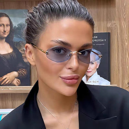 PANTHÈRE RIMLESS RHOMBUS FRAME SUNGLASSES CT0443S IN METAL