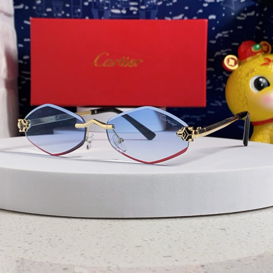 PANTHÈRE RIMLESS RHOMBUS FRAME SUNGLASSES CT0443S IN METAL