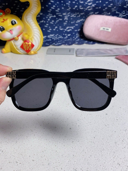 GLIMPSE SQUARE SUNGLASSES 554617 IN BLACK ACETATE BLACK LENS