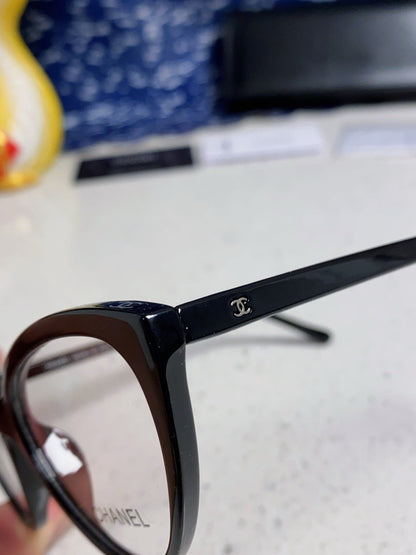 CAT EYE SUNGLASSES CH3393 IN BLACK ACETATE CLEAR LENSES