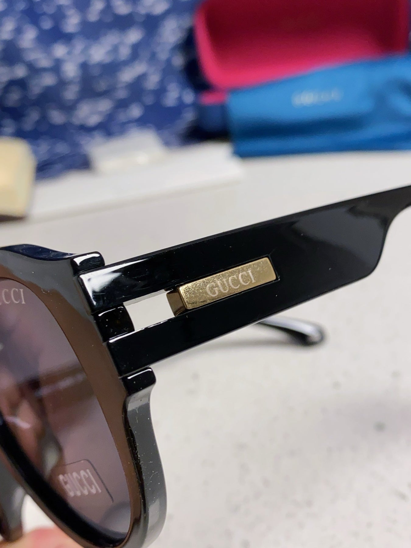 AVIATOR FRAME SUNGLASSES 575853 IN BLACK ACETATE