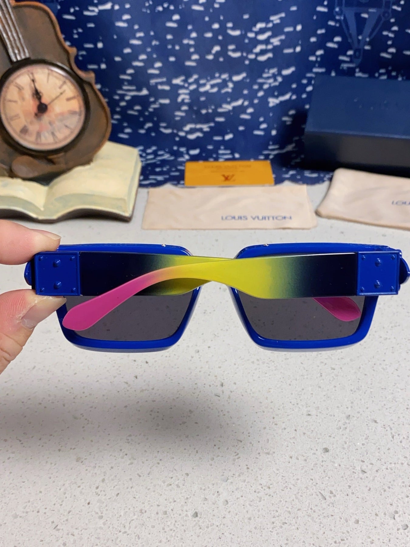 RECTANGLE SUNGLASSES 575847 IN BLUE MIX MULTICOLOR ACETATE
