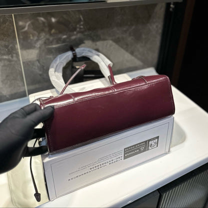 BONNIE SOFT LUX HANDBAG 32 IN BURGUNDY RED PATENT CALFSKIN