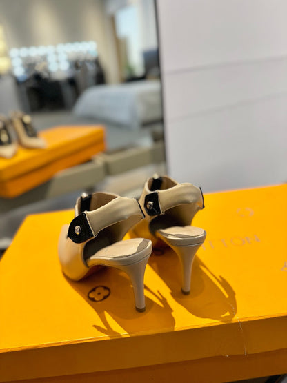 ALLURE HIGH 8 CM SLINGBACK IN SAND BROWN CALFSKIN