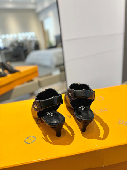 ALLURE HIGH 4.5 CM SLINGBACK IN BLACK MONOGRAM CALFSKIN