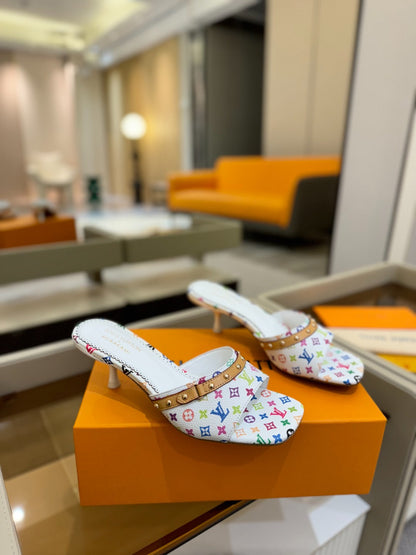 LV X TM 6AM HIGH 4 CM MULE IN WHITE MONOGRAM CALFSKIN