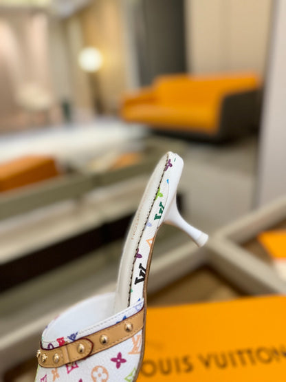 LV X TM 6AM HIGH 4 CM MULE IN WHITE MONOGRAM CALFSKIN