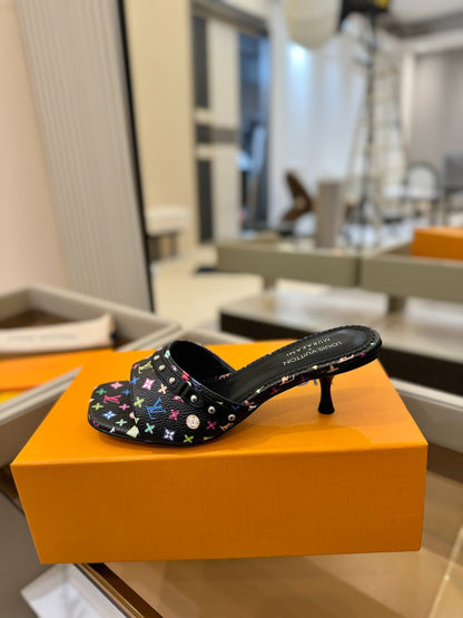 LV X TM 6AM HIGH 4 CM MULE IN BLACK MONOGRAM CALFSKIN