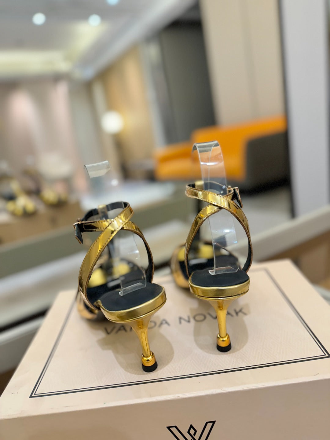 HIGH SANDALS 75 MM IN GOLD CALFSKIN