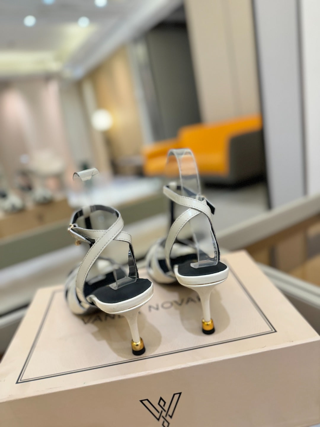 HIGH SANDALS 75 MM IN WHITE CALFSKIN