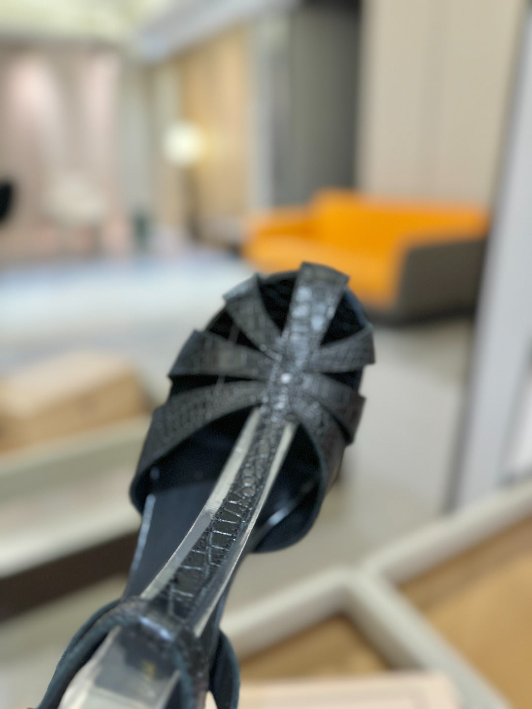 HIGH SANDALS 75 MM IN BLACK CALFSKIN