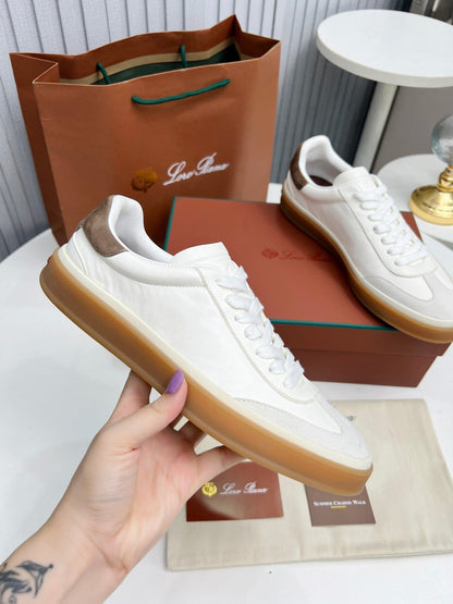 LP TENNIS WALK SNEAKERS WHITE AND LIGHT GRAY CALFSKIN