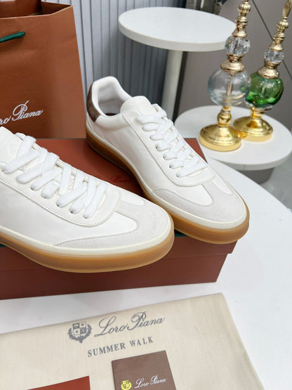 LP TENNIS WALK SNEAKERS WHITE AND LIGHT GRAY CALFSKIN