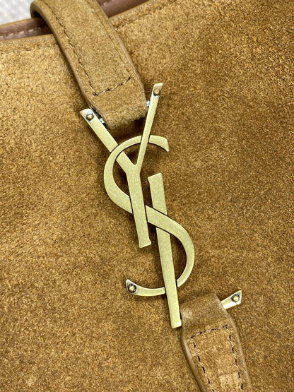 LE 37 SMALL BUCKET BAG 25 IN BROWN SUEDE GOLD HARDWARE