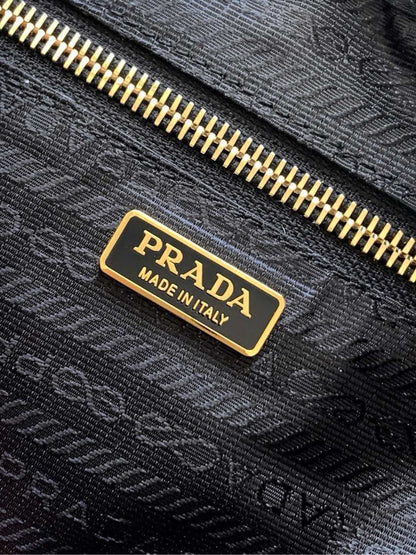 MINI POUCH 27 IN BLACK RE-NYLON AND SAFFIANO LEATHER STRAP