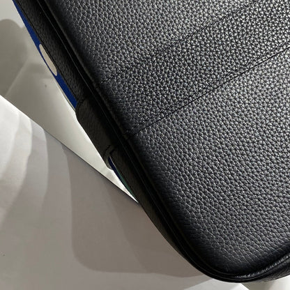 GARDEN PARTY 36 IN MULTICOLOR TOILE H CANVAS BLACK CALFSKIN OVERLAPPING POLKA RINGS PRINT