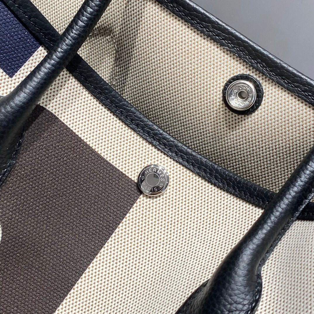 GARDEN PARTY 36 IN MULTICOLOR TOILE H CANVAS BLACK CALFSKIN