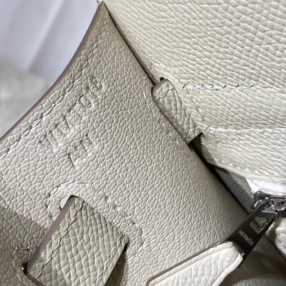 KELLY 28CM IN NATA EPSOM CALFSKIN SILVER HARDWARE