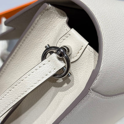 HM ROULIS 18 MINI BAG IN BEIGE CALFSKIN SILVER-TONE HARDWARE