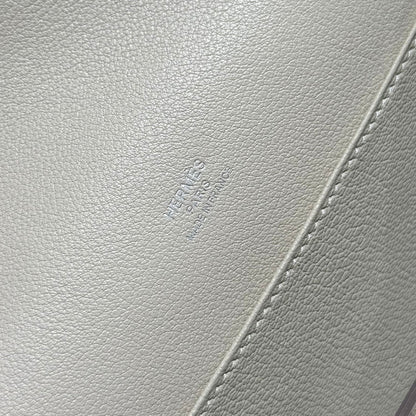 HM ROULIS 18 MINI BAG IN BEIGE CALFSKIN SILVER-TONE HARDWARE