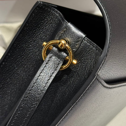 HM ROULIS 18 MINI BAG IN BLACK CALFSKIN GOLD-TONE HARDWARE