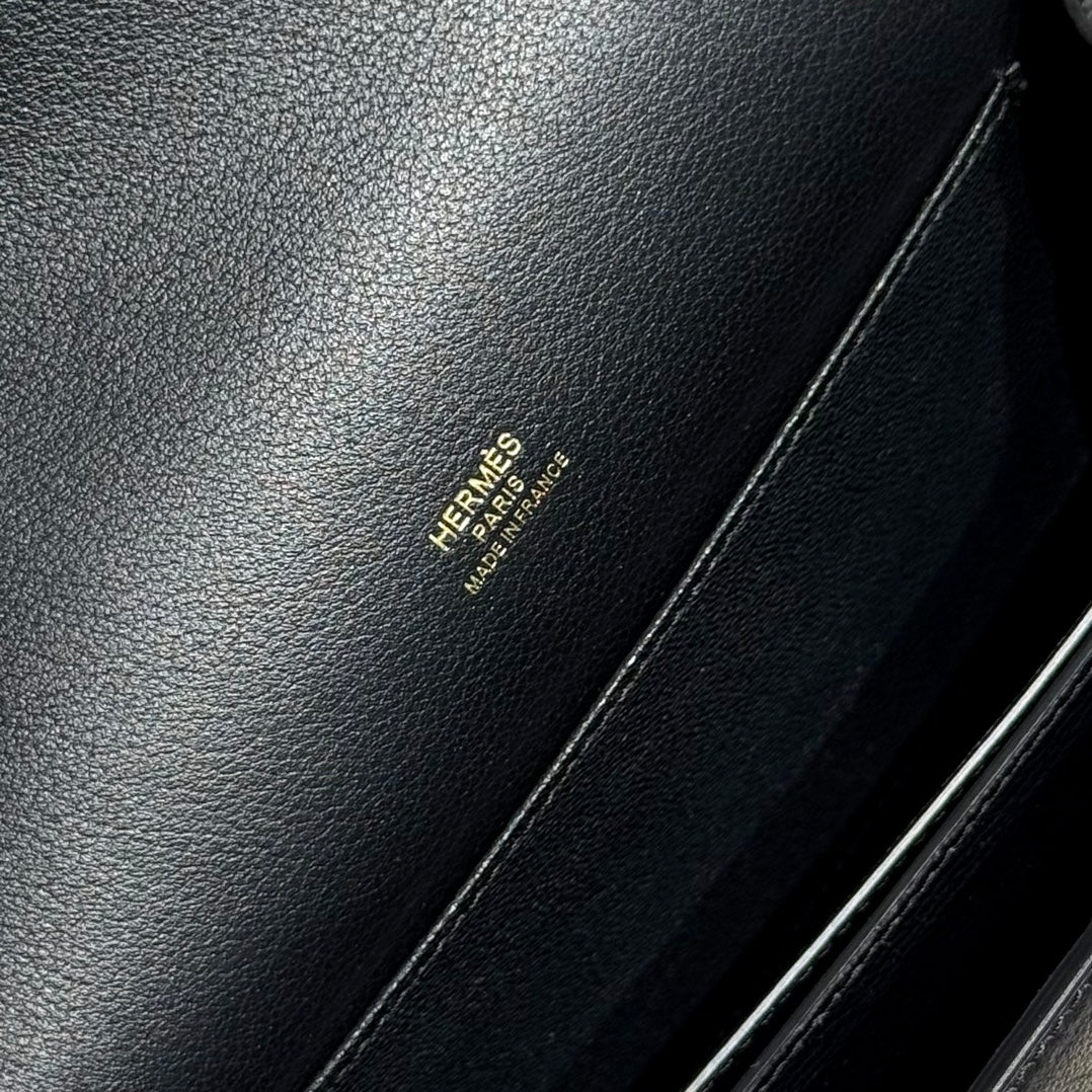 HM ROULIS 18 MINI BAG IN BLACK CALFSKIN GOLD-TONE HARDWARE