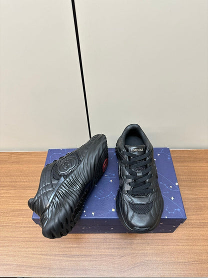 GG Ripple Leather Sneakers Black