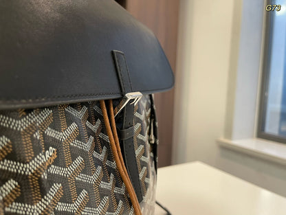 ALPIN BACKPACK 37 IN BLACK LAMBSKIN AND GOYARDINE CANVAS