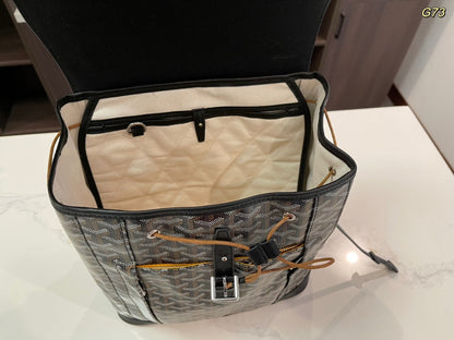 ALPIN BACKPACK 37 IN BLACK LAMBSKIN AND GOYARDINE CANVAS