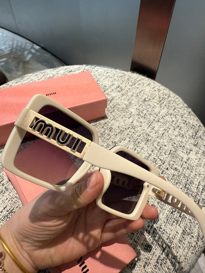 LOGO SQUARE SUNGLASSES 512015 IN WHITE ACETATE