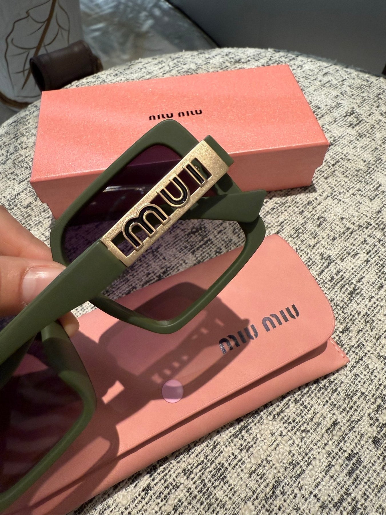 LOGO SQUARE SUNGLASSES 512017 IN GREEN ACETATE