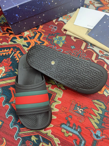 GG WEB SLIDE SANDAL BLACK RUBBER